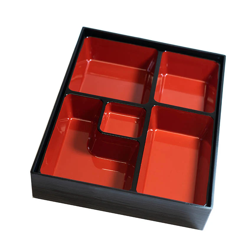 Bento Box – 5 Section in Black & Red Lacquer - Image 3