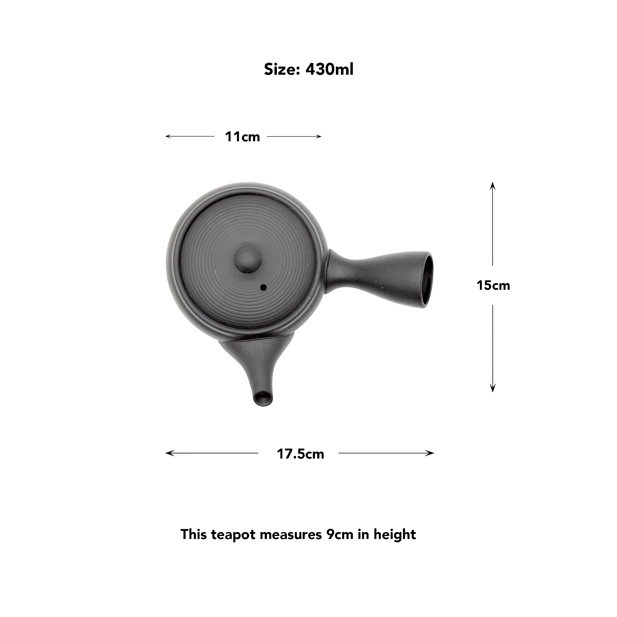 Black Kyusu Yokode Teapot - 430ml - Image 3