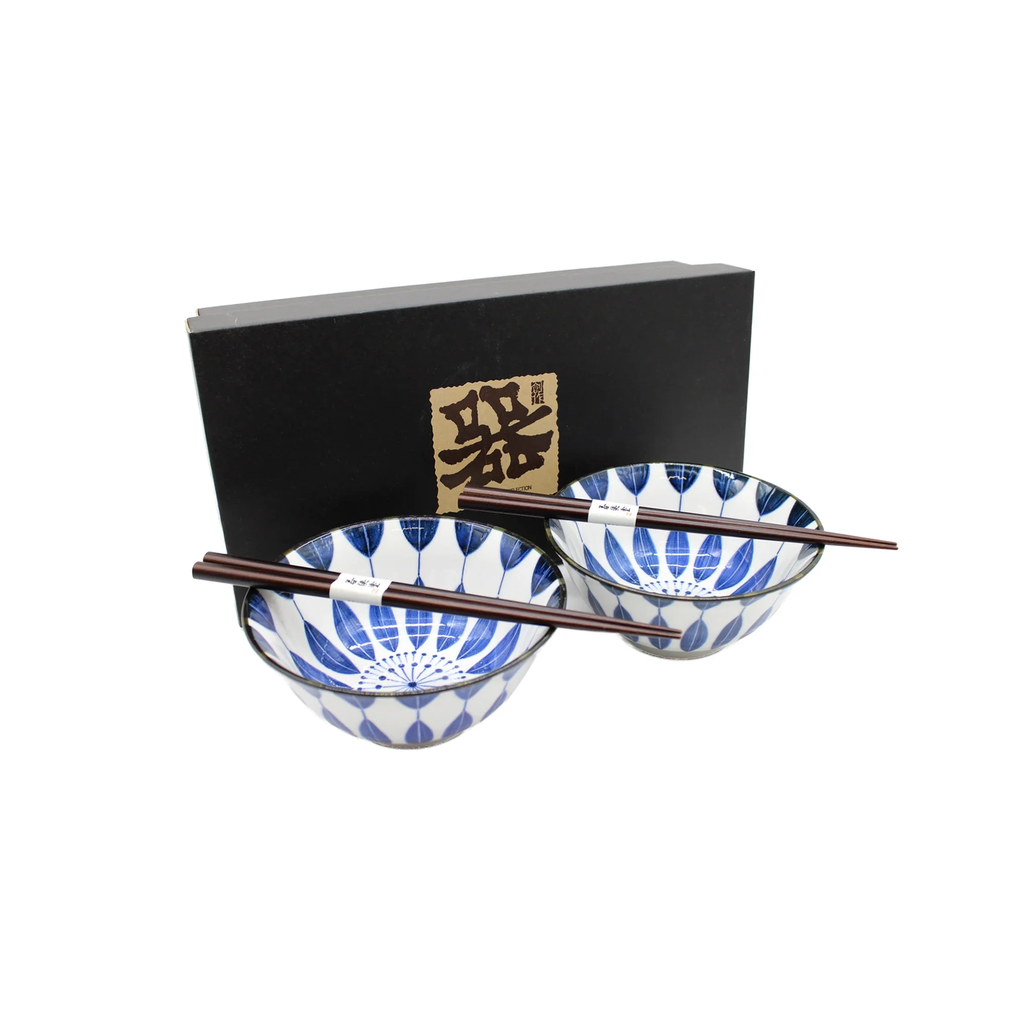 Sunflower Design Bowls Boxed Set - White & Blue