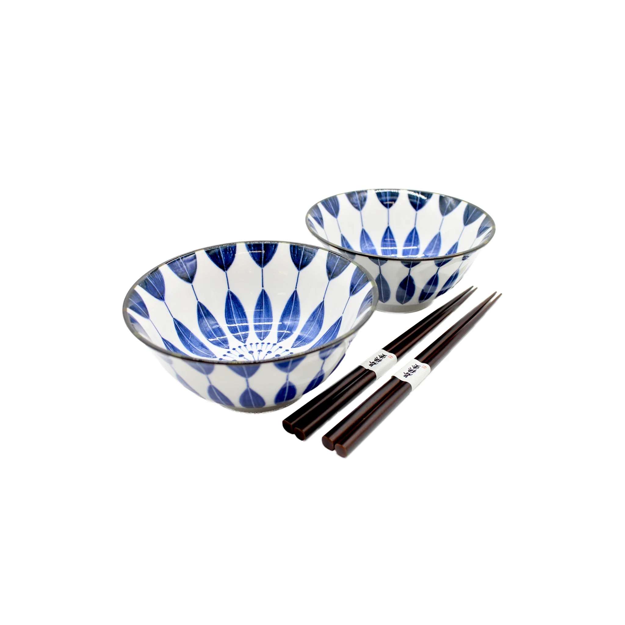 Sunflower Design Bowls Boxed Set - White & Blue - Image 2