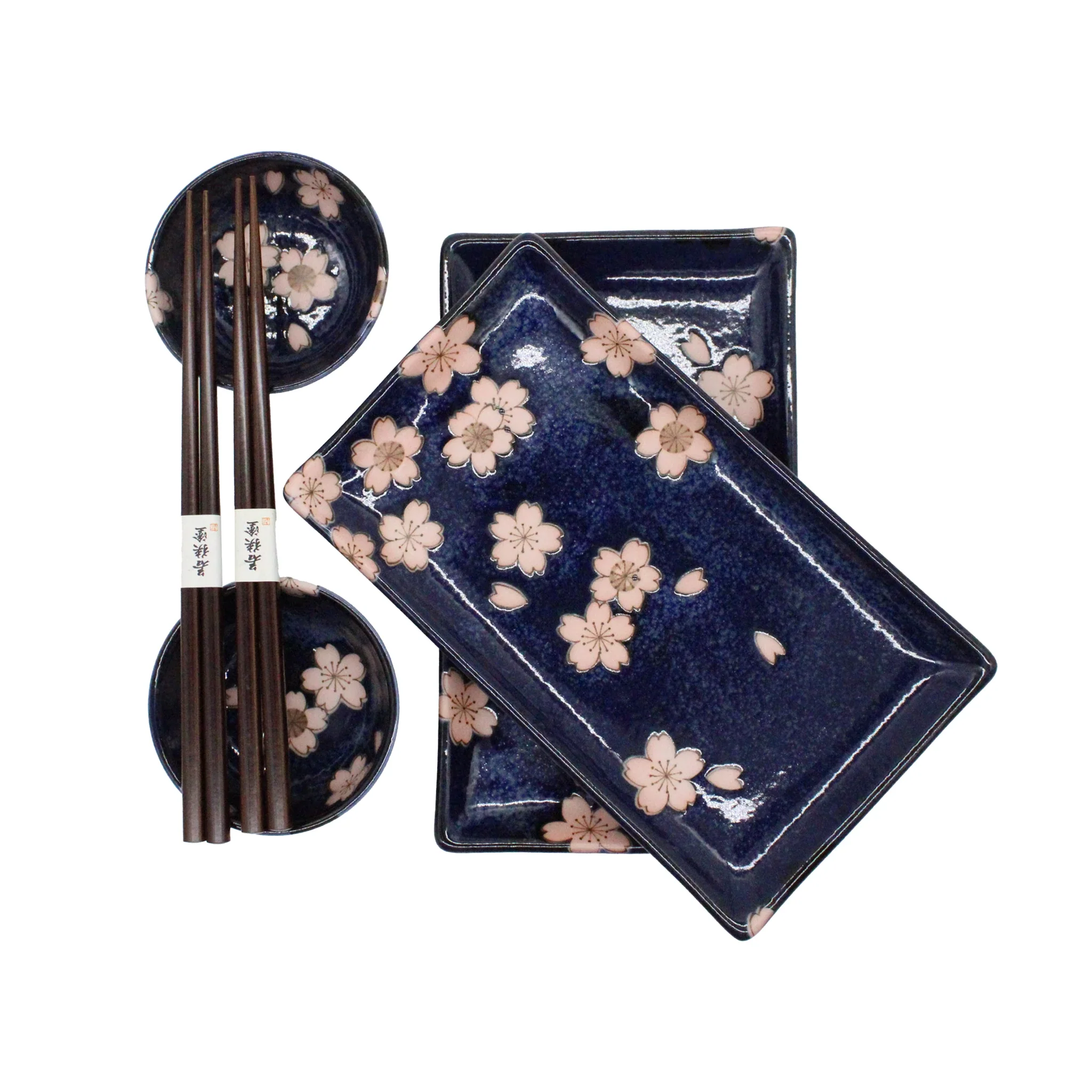 Sushi Gift Set - Navy Blue & Pink Sakura - Image 3