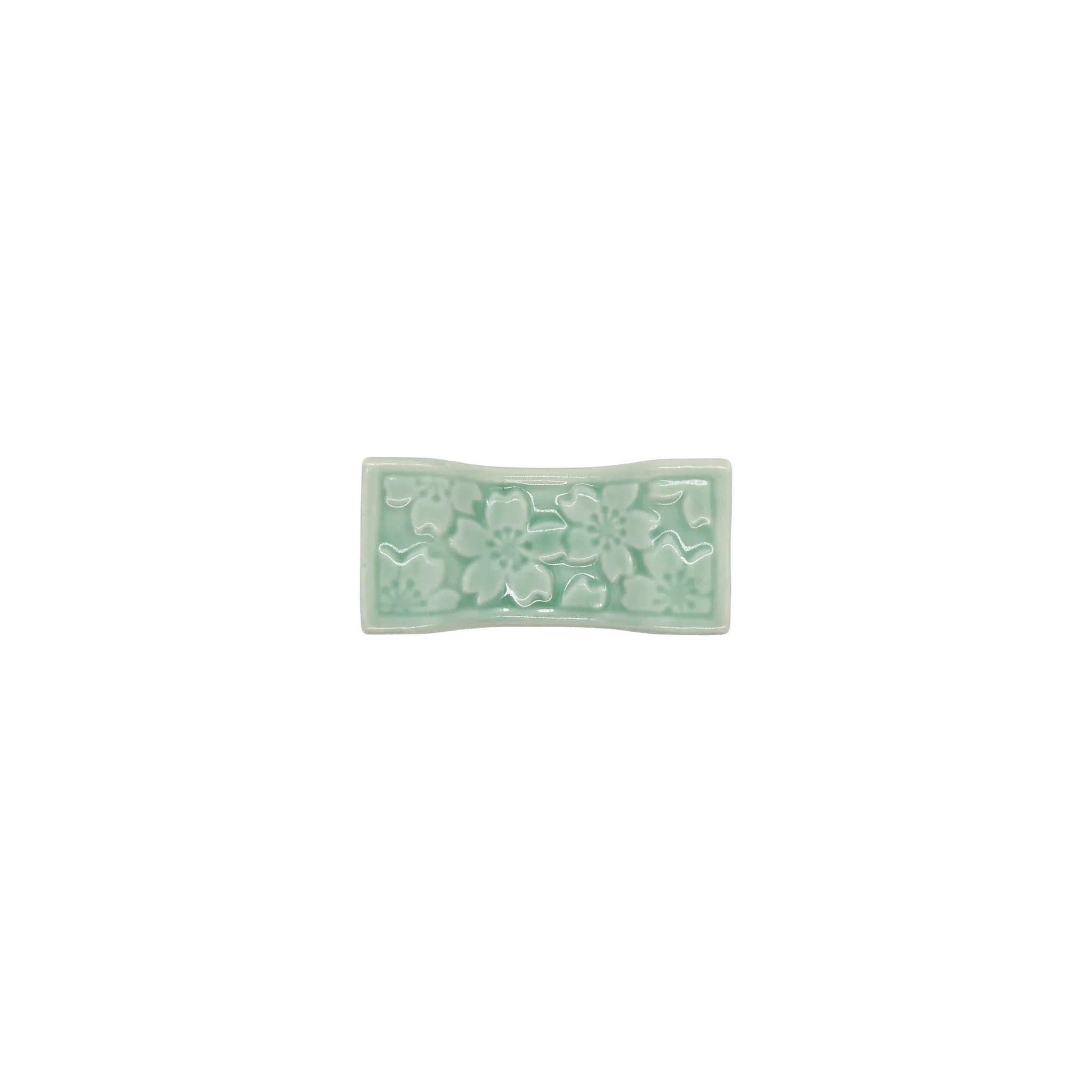 Chopstick Rest - Sakura Pattern in Celadon Green - Image 3