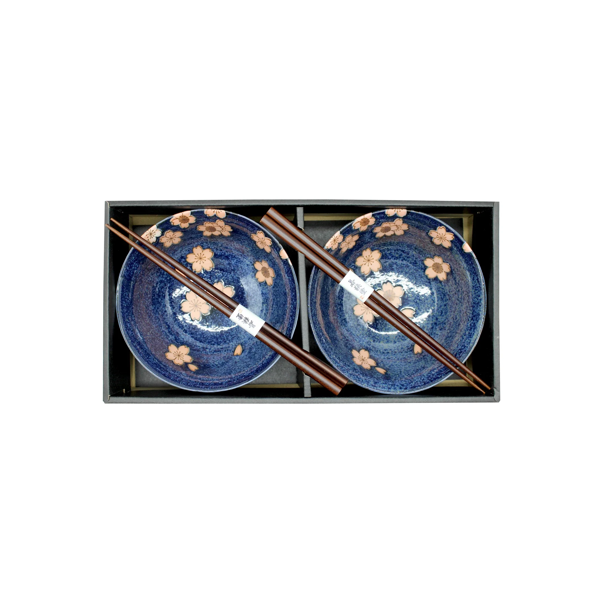Sakura Cherry Blossom Bowls Gift Set - Navy Blue & Pink - Image 4