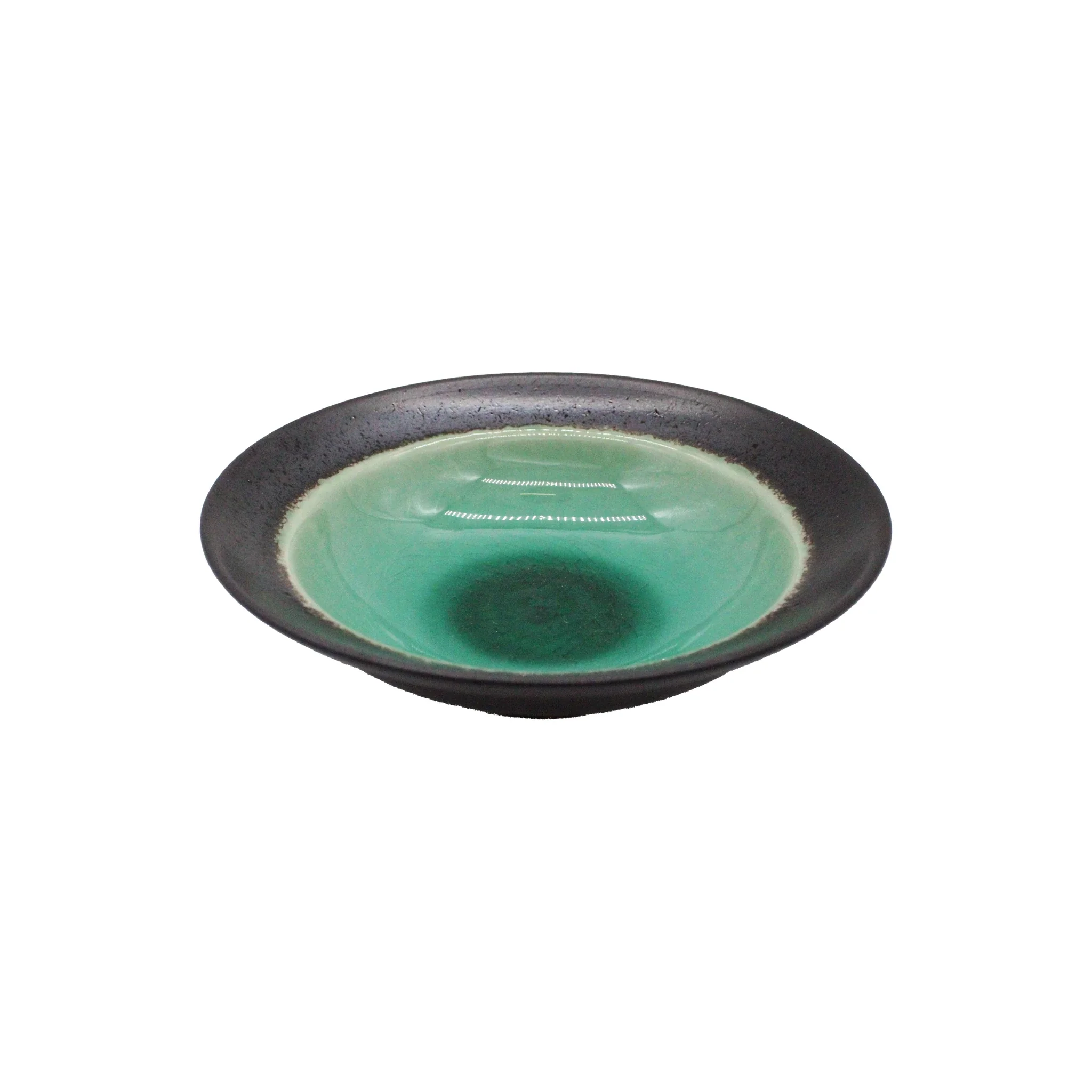 Small Deep Plate - Cyan Bottom Minoyaki "Umi"