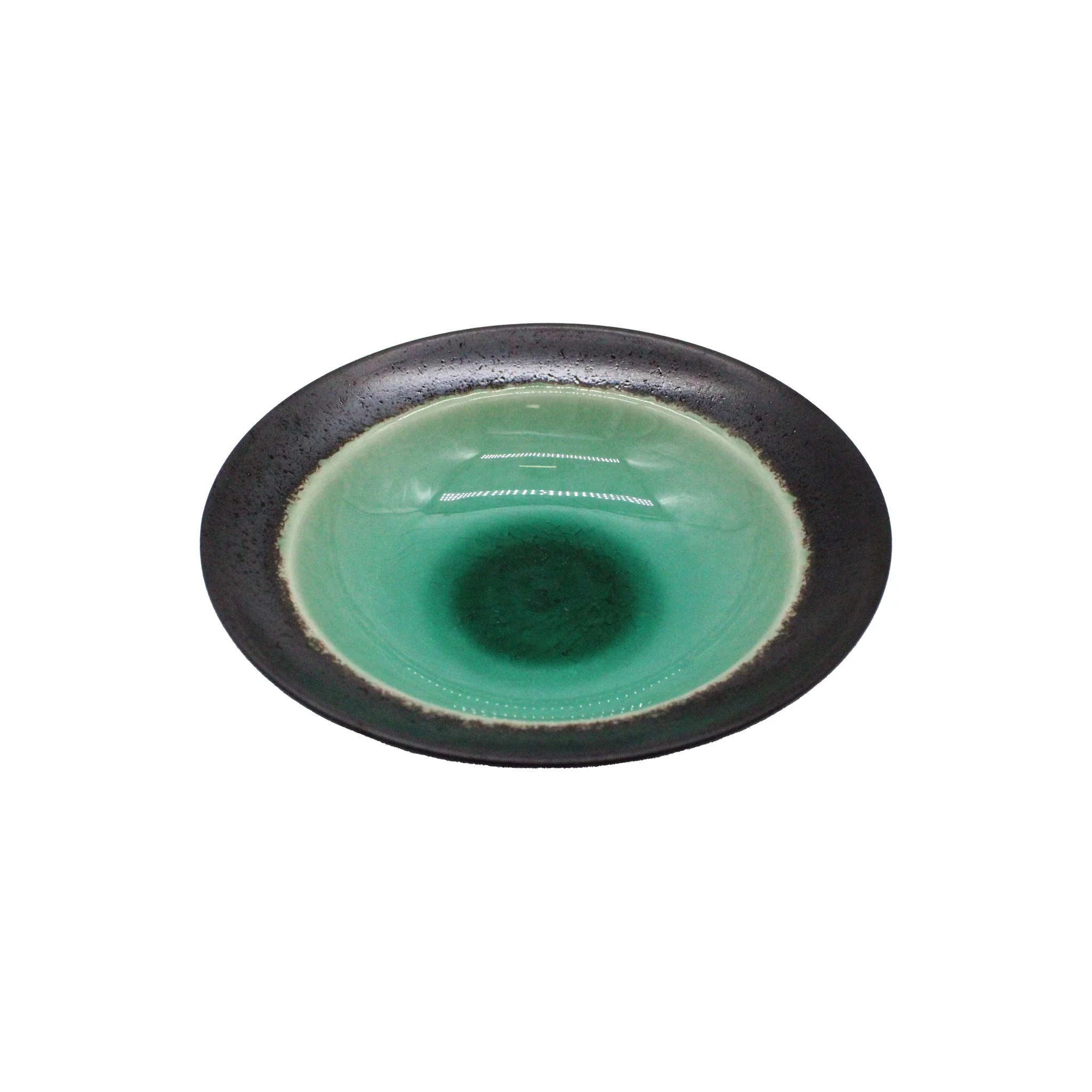 Small Deep Plate - Cyan Bottom Minoyaki "Umi" - Image 5