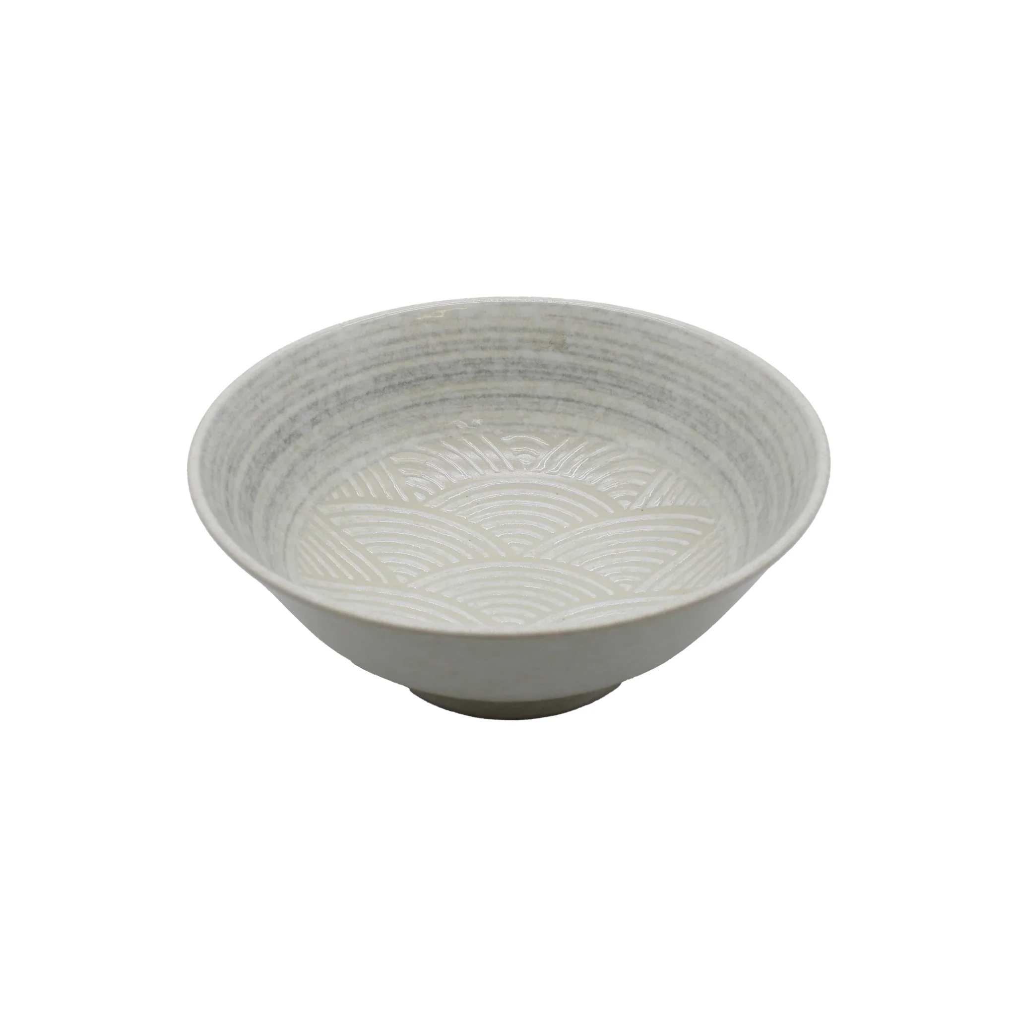 Ramen Bowl - White 'Seikaiha' Wave