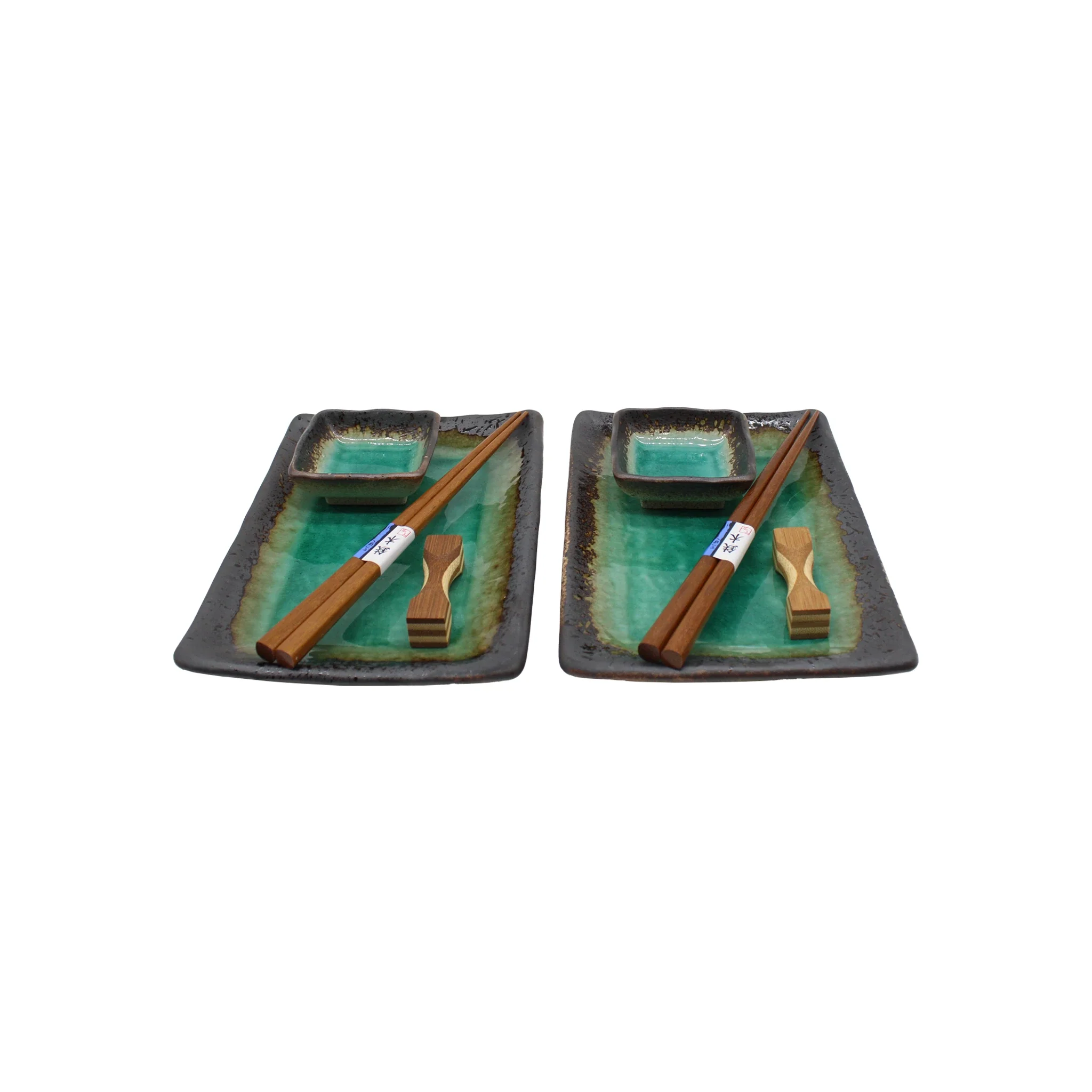 Sushi Gift Set - Turquoise Crackle Glaze - Image 2