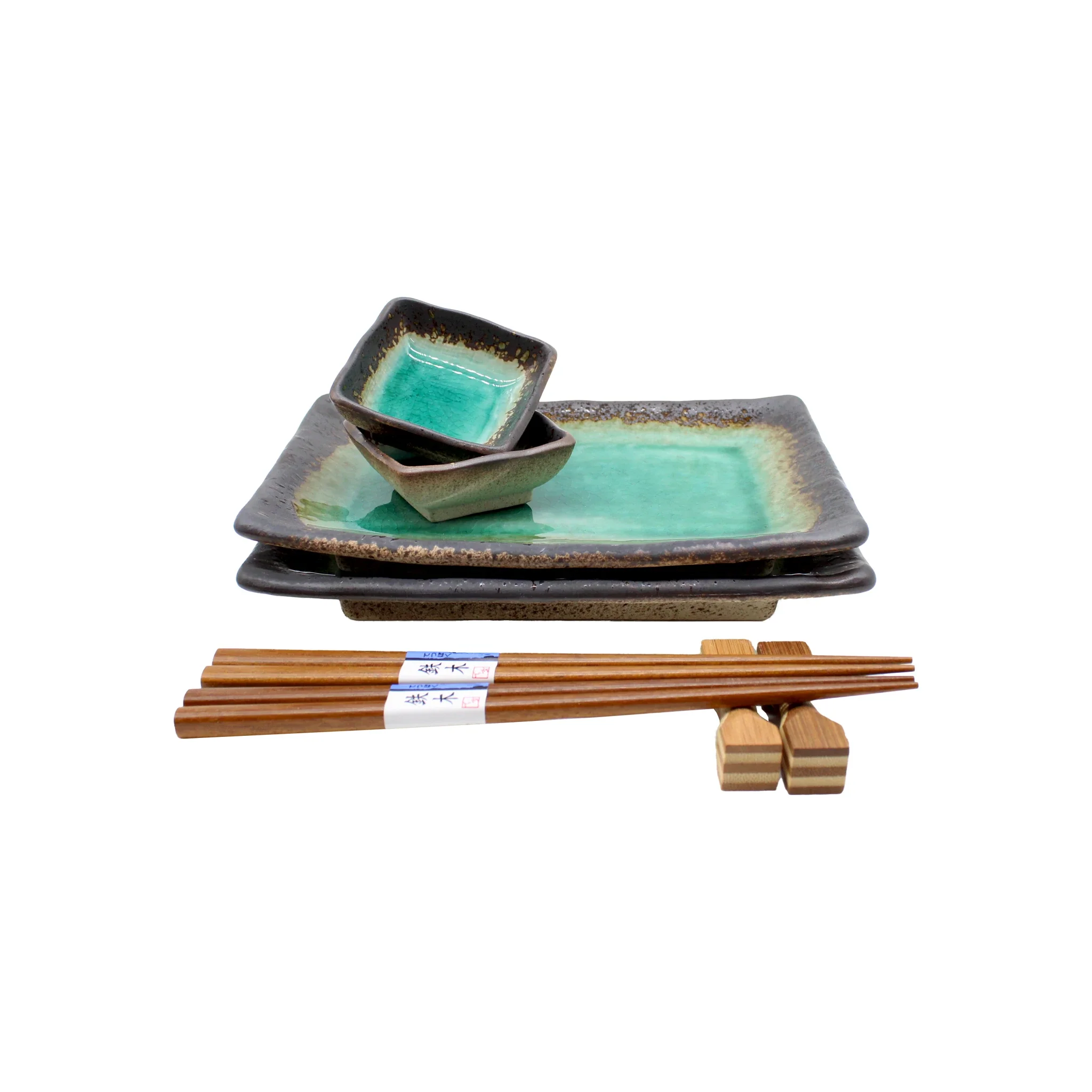 Sushi Gift Set - Turquoise Crackle Glaze - Image 3