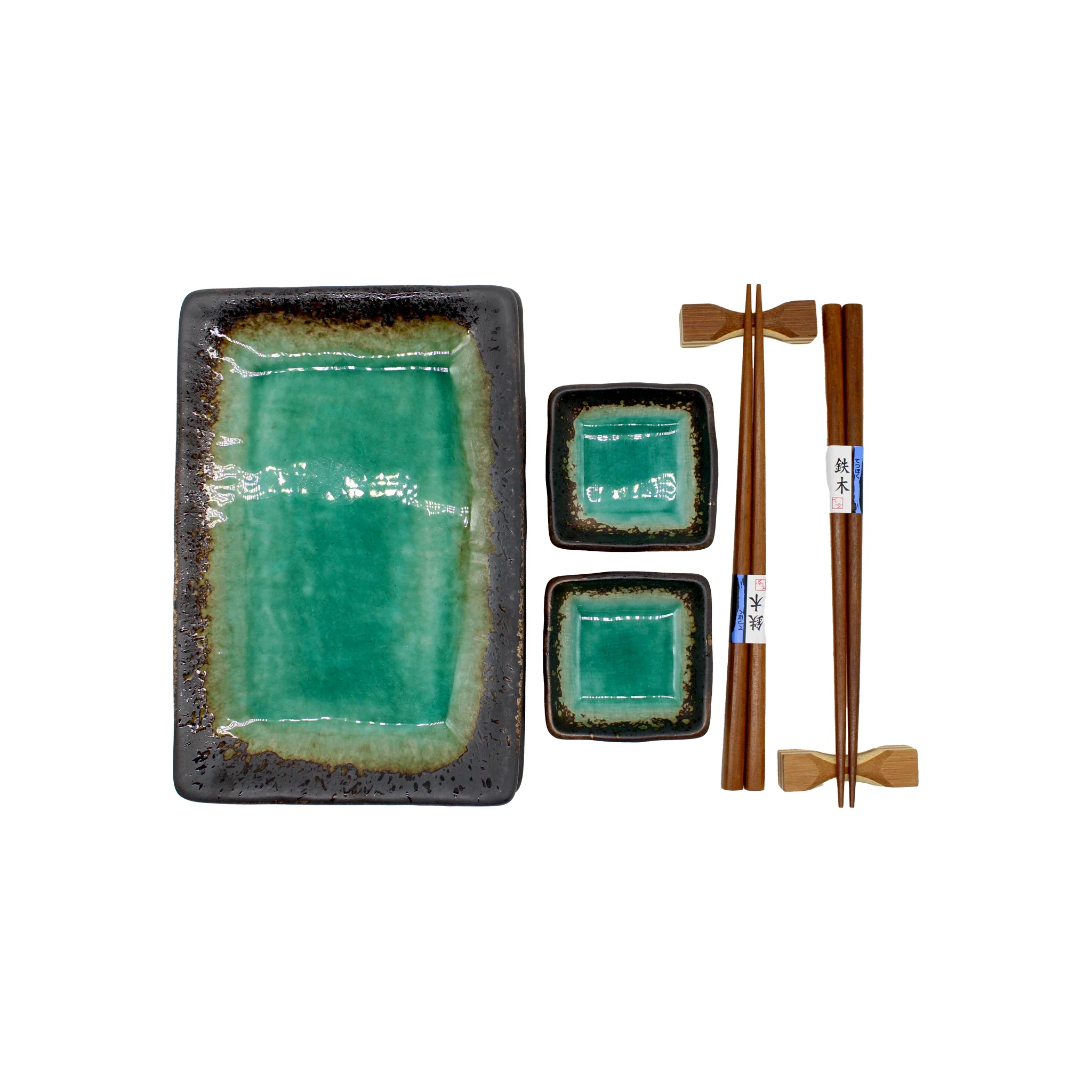 Sushi Gift Set - Turquoise Crackle Glaze - Image 4