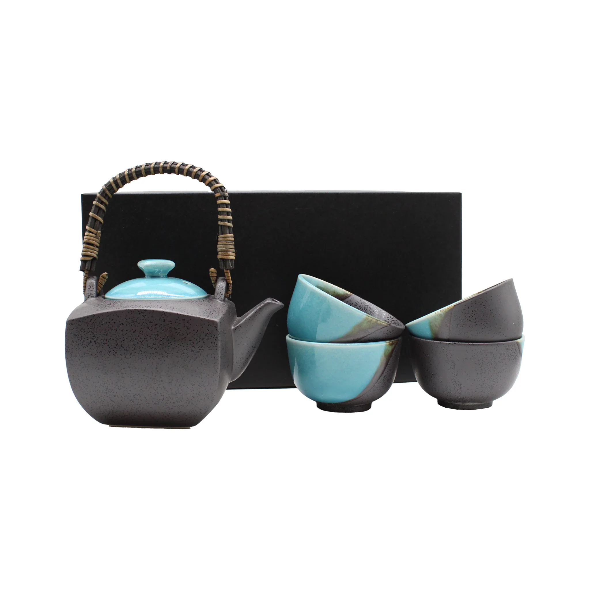 Tea Gift Set for Four - Sky Blue and Grey