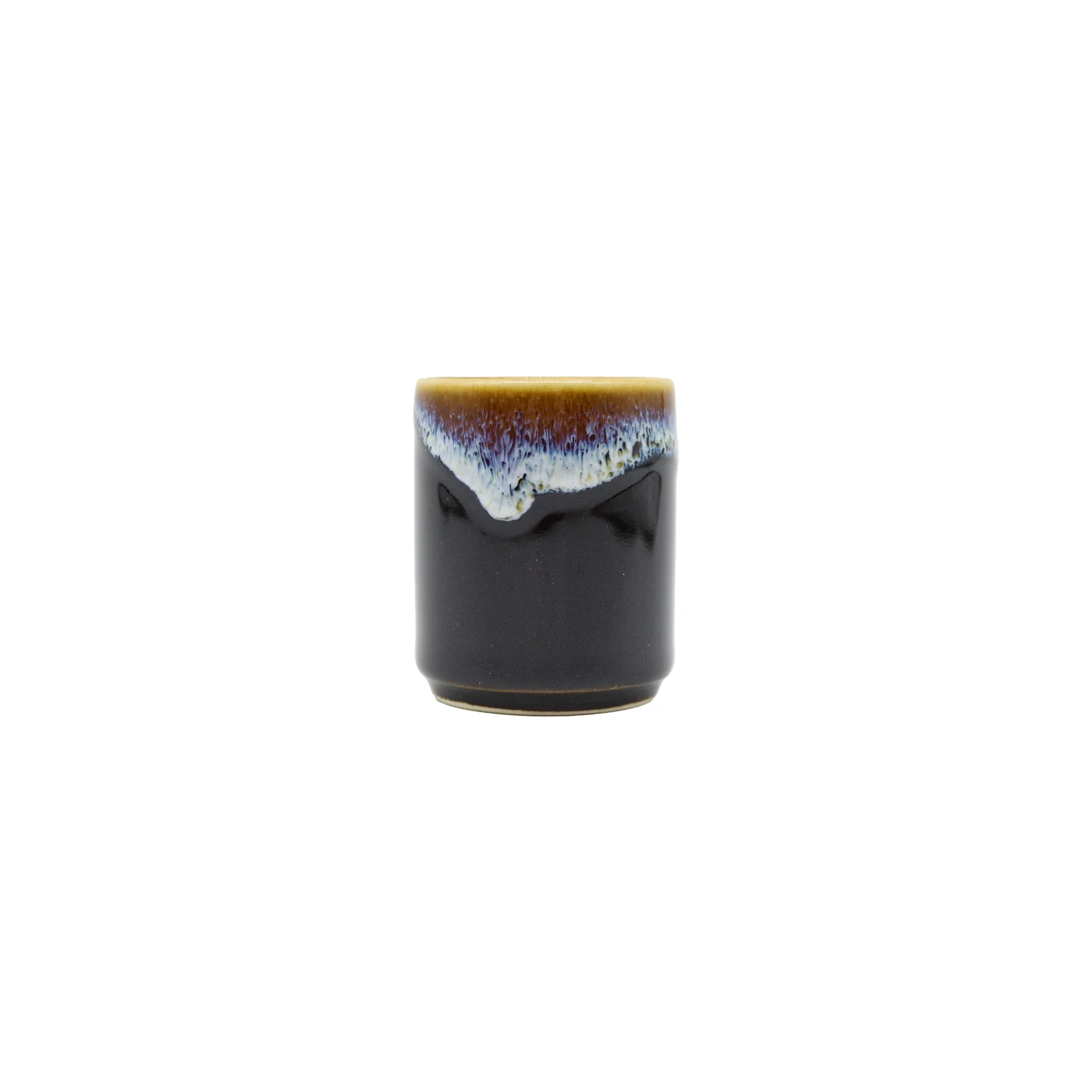 Sake Cup - Brown with Blue Drip - Image 3