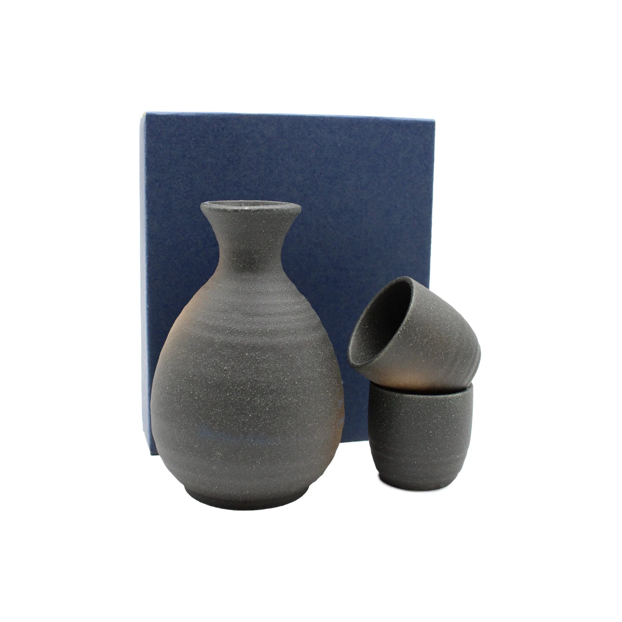 Sake Gift Set For Two - Black Bizen