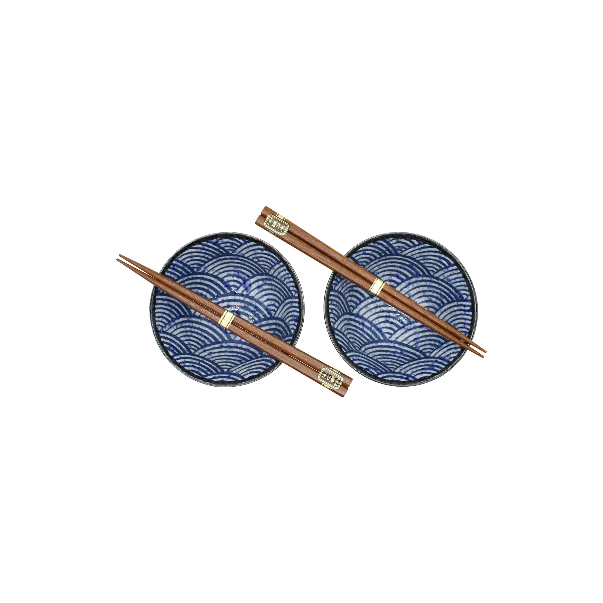 Seikaiha Wave Design Rice Bowl Gift Set - Image 6