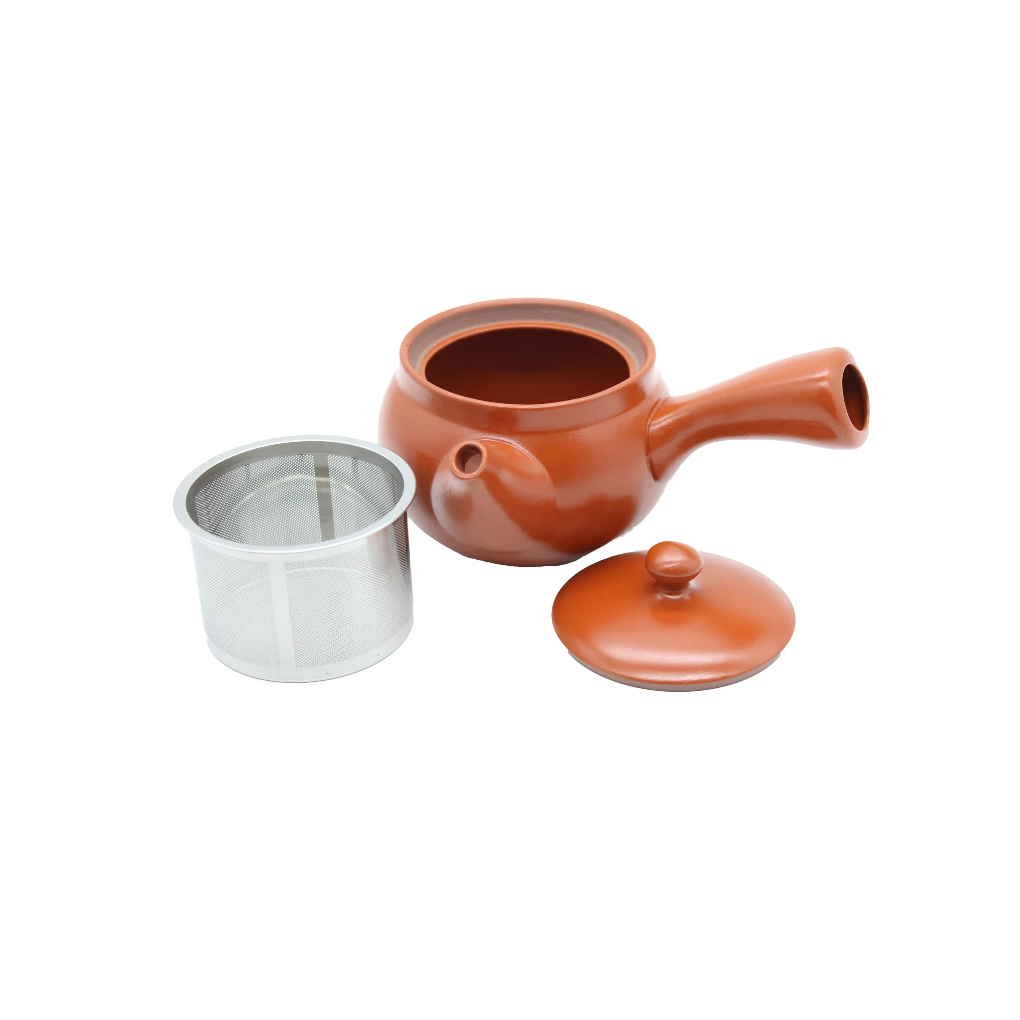 Shudei Kyusu Teapot with Steel Tea Strainer - Terracotta - 360ml - Image 2