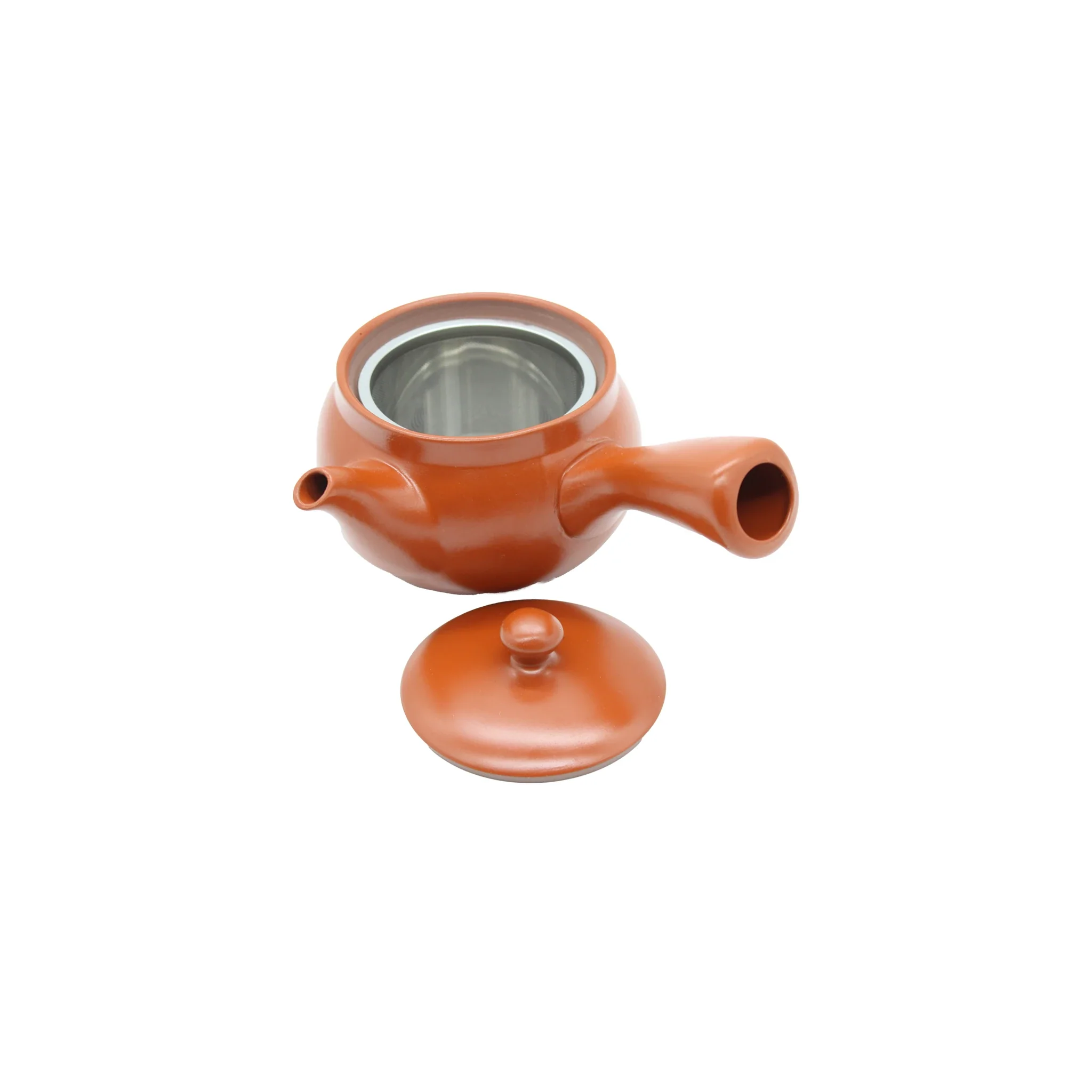 Shudei Kyusu Teapot with Steel Tea Strainer - Terracotta - 360ml - Image 5