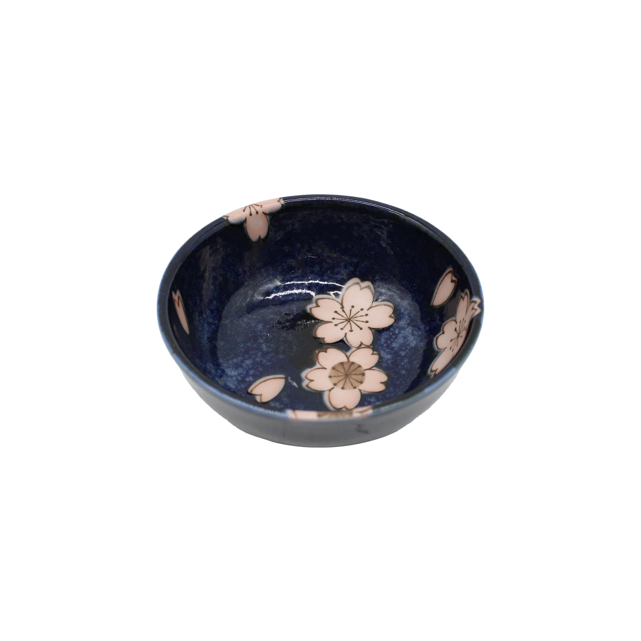 Soy Sauce Dish - Navy & Pink Sakura Blossom