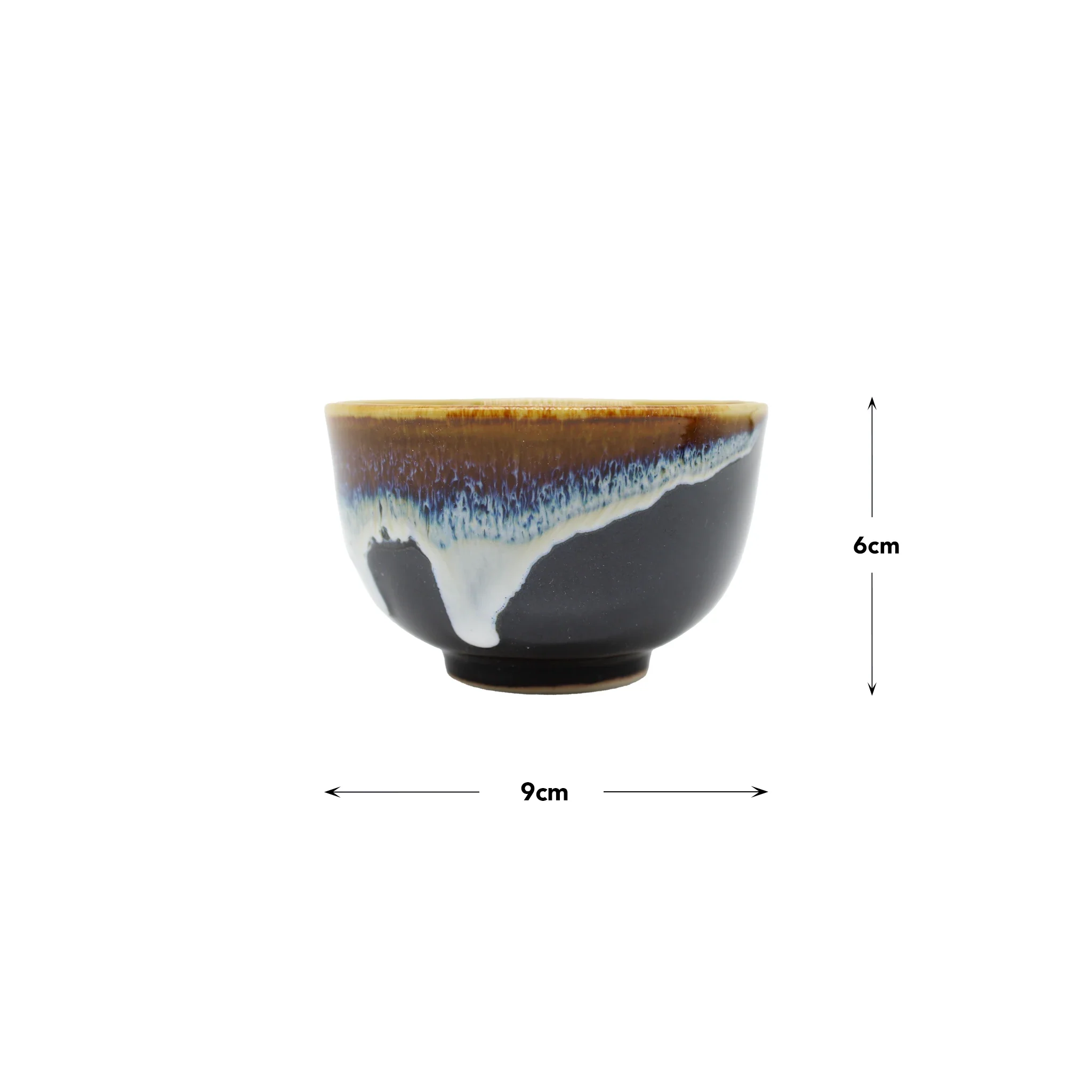 Tea Cup - Brown with Blue Drip - Image 2