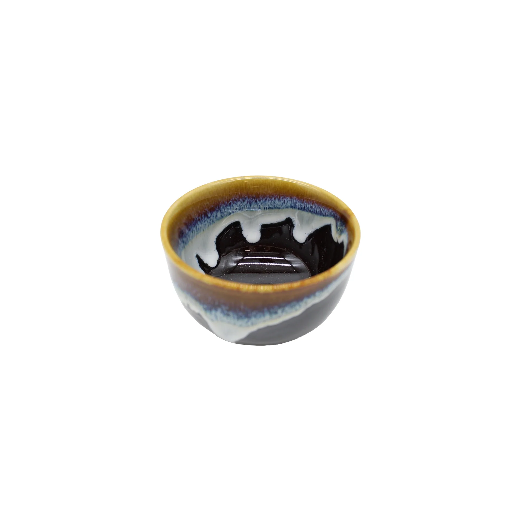 Tea Cup - Brown with Blue Drip - Image 4